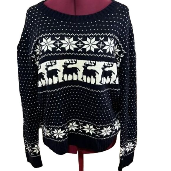 NWOT POL Navy Fair Isle Pullover Sweater - Picture 1 of 11